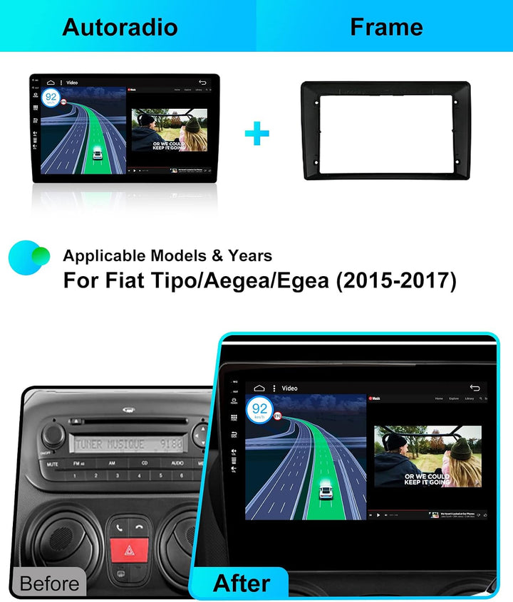 Android 16 IPS Autoradio Passt für FIAT Egea Tipo (2015-2018) - Eingebautes CarPlay Android Auto - K
