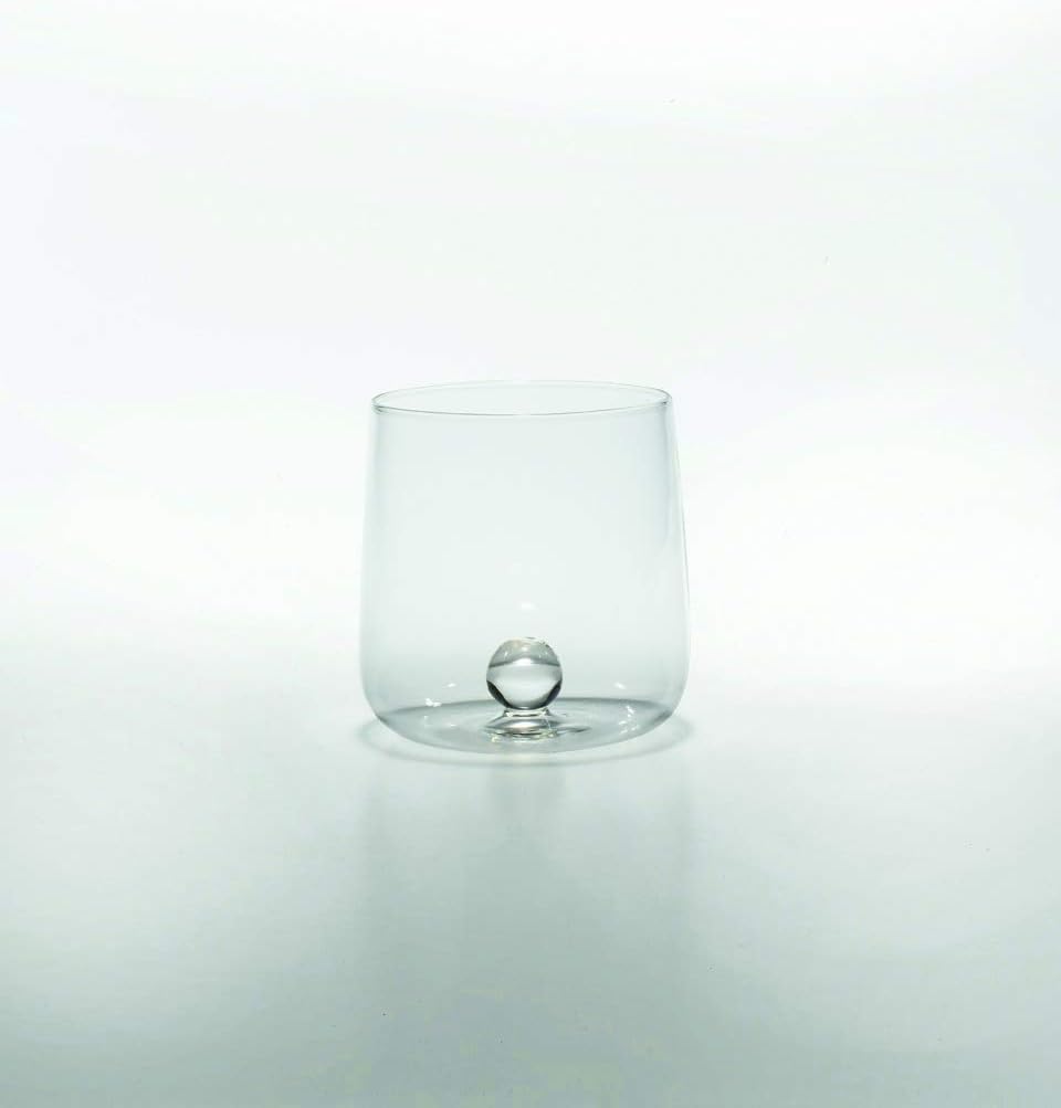 Zafferano Bilia Glasbecher - Handgemachtes Transparent Glas, Verziert mit bunter Glaskugel im Innere