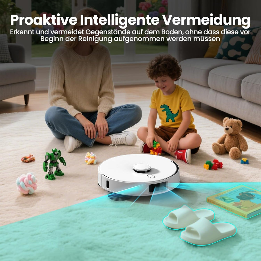 FIXR Saugroboter mit Wischfunktion, Staubsauger Roboter mit Absaugstation 3.5L, 12000Pa Saugkraft, R