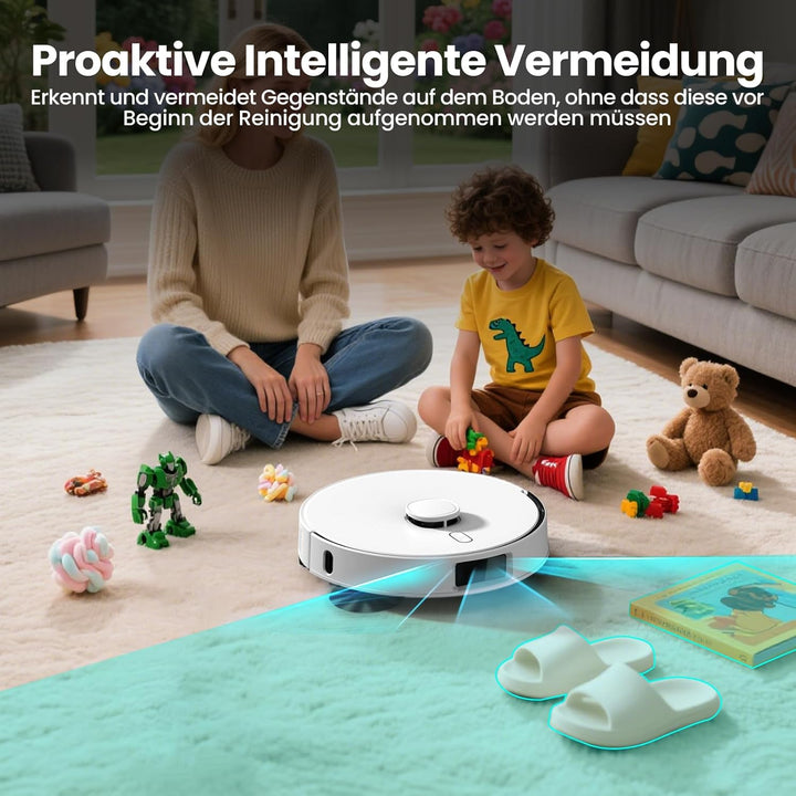 FIXR Saugroboter mit Wischfunktion, Staubsauger Roboter mit Absaugstation 3.5L, 12000Pa Saugkraft, R