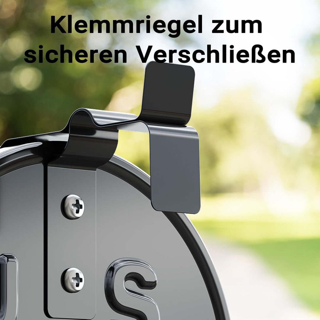 Wiltec US Mailbox schwarz 150 x 513 x 223 mm, amerikanischer Briefkasten mit Fahne, Wandbriefkasten
