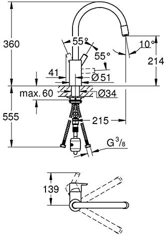 GROHE Feel - Einhand Spültischarmatur mit herausziehbarem Mousseurauslauf (integrierter Rückflussver
