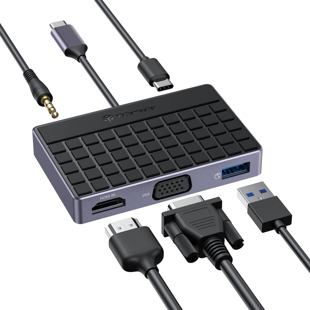 Yottamaster USB C Hub, 5-in-1 USB C Adapter, 100W Power Delivery USB3.0 Typ C Dock, Kompatibel mit W