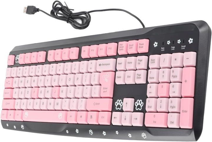 Tbest Sanrio Tastatur, wiederaufladbar, komplett, niedlich, mit Ziffernblock, USB-Tastatur, kabelgeb