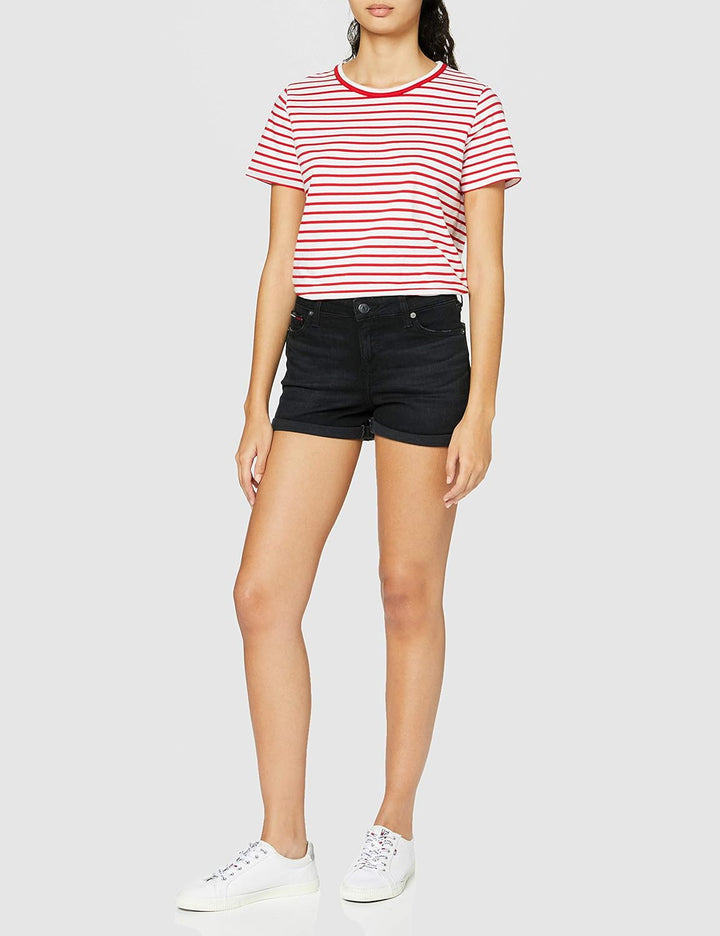 Tommy Jeans Damen Mid Rise Denim Jckbk Short, Jackie Bk STR, One Size (Herstellergrösse: NI30)