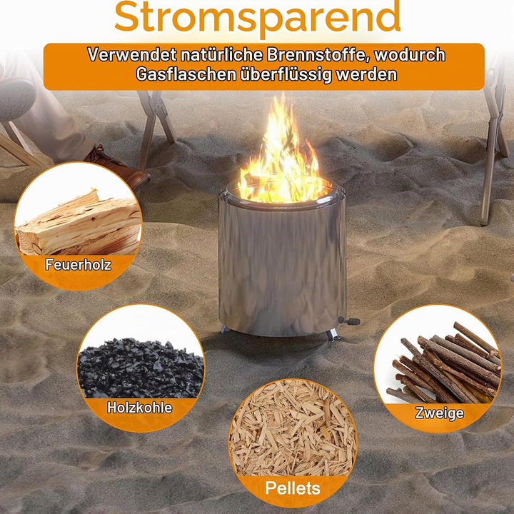 Mini Campingkocher Edelstahl Holzvergaser Ofen 14cm Tragbarer Hobo Kocher Holzofen mit Verstellbarer