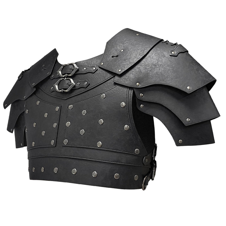 HiiFeuer Mittelalterliche Kunstleder-Brustpanzerung, Vintage Pauldron Schulter Rüstung Einstellbare