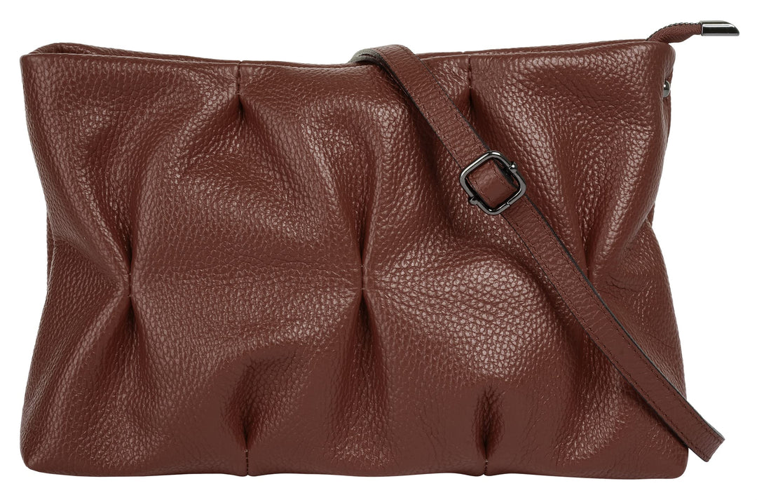 Umhängetasche Echt Leder Damen Made in Italy, Knautsch Clutch, Umhängetasche für Smartphone, Handtas