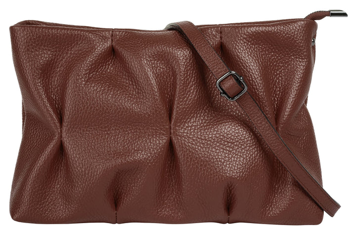 Umhängetasche Echt Leder Damen Made in Italy, Knautsch Clutch, Umhängetasche für Smartphone, Handtas