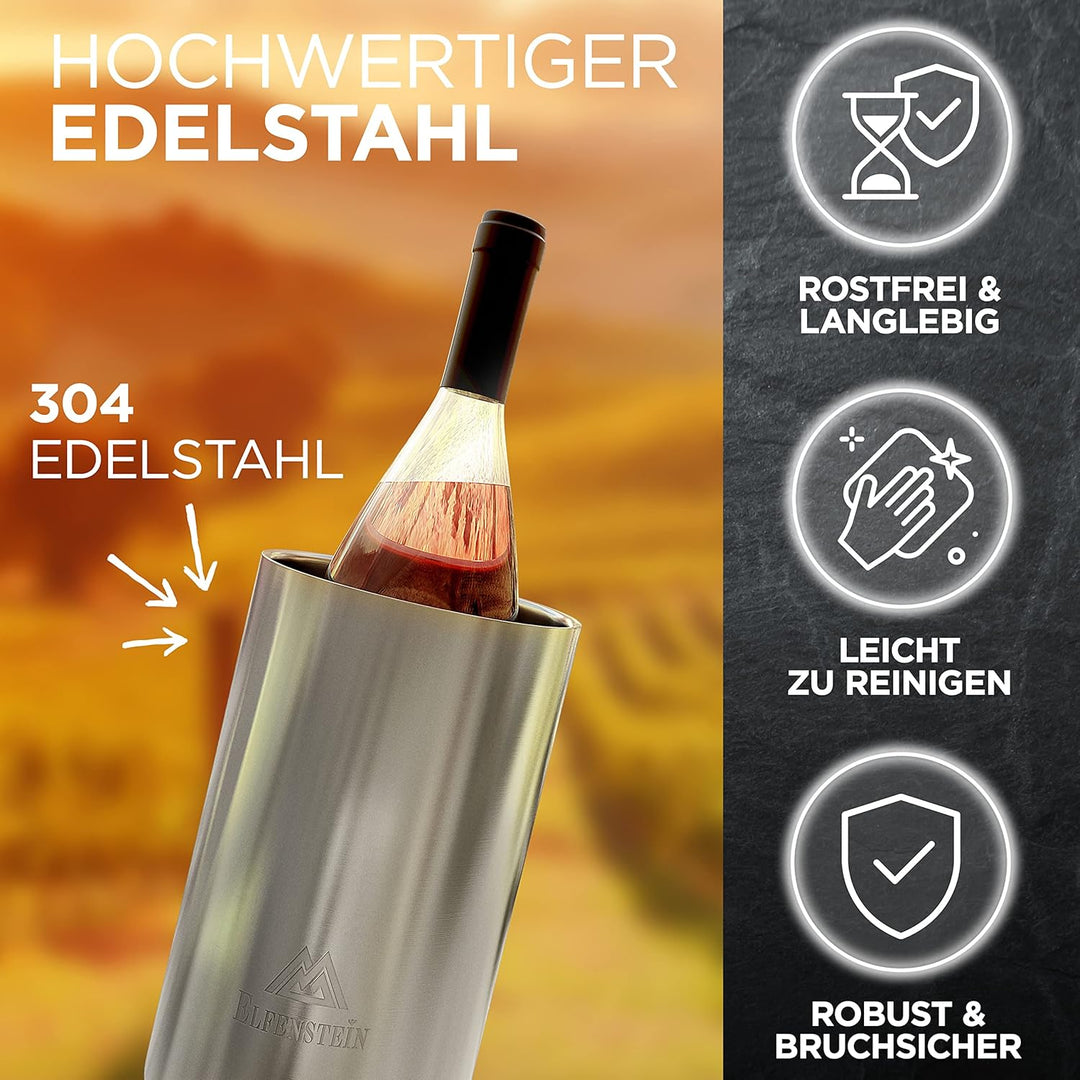 Weinkühler Edelstahl [4h Kühlung & kratzfester Boden] Sektkühler doppelwandig, Flaschenkühler outdoo