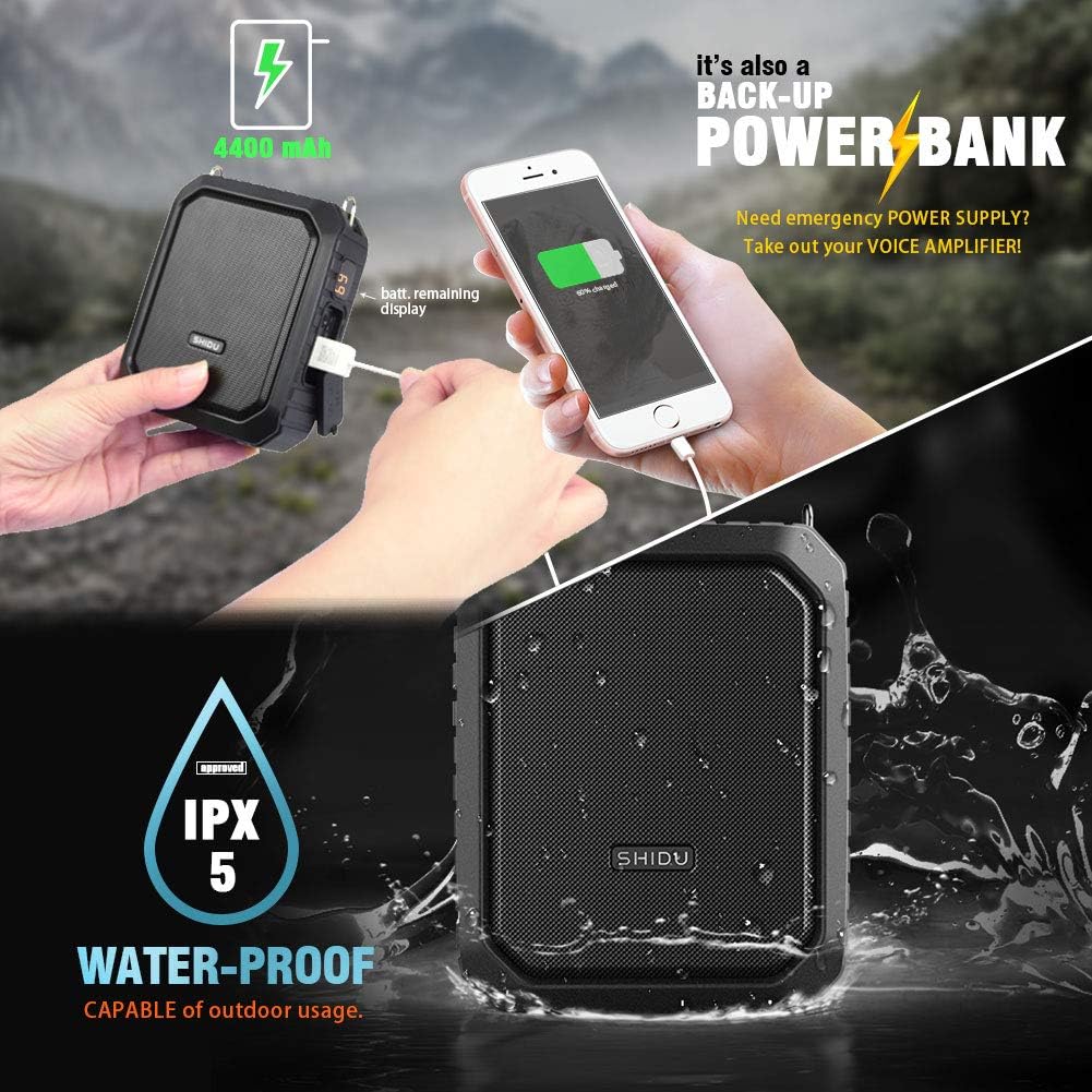Sprachverstärker mit Mikrofon Headset SHIDU Mini Stimmverstärker Kabellos 18W 4400mAh Bluetooth Trag