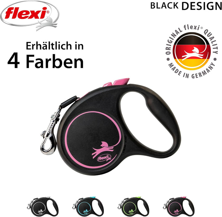 flexi® Black Design S Gurt 5 m schwarz/pink, Roll-Leine für Hunde bis 15 kg schwarz/pink S: 5m (max.