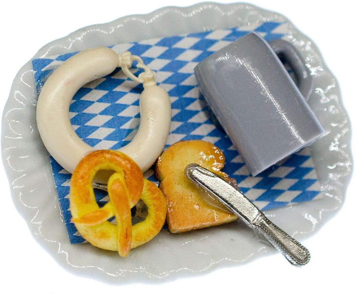Miniblings Oktoberfest Teller Brosche Essen Wiesn Bier Brezel Wurst Toast Messer - Handmade Modeschm