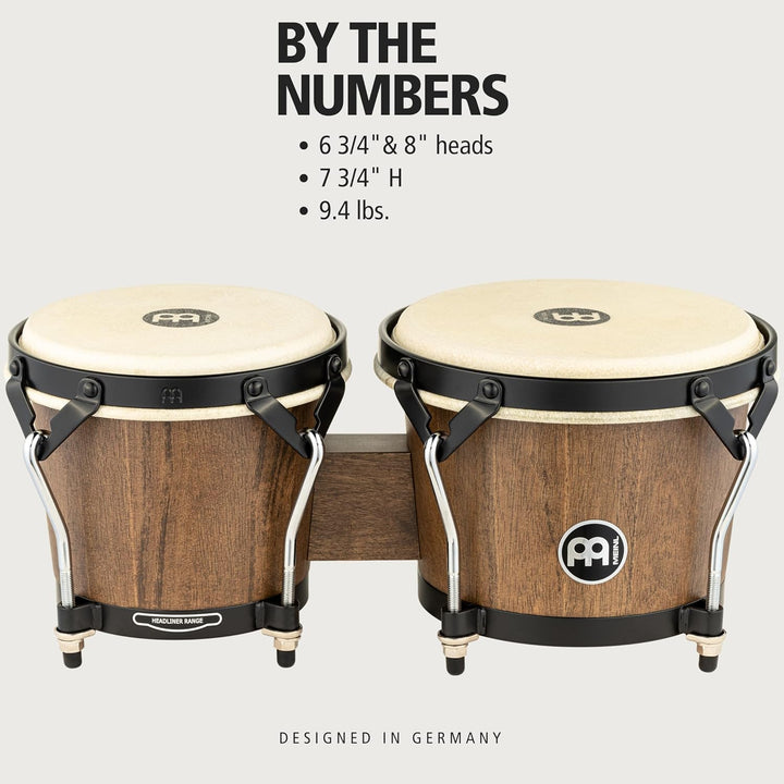 Meinl Percussion HTB100WB-M Wood Bongo-Set, Headliner Designer Series, Durchmesser 17,15 cm (6,75 zo