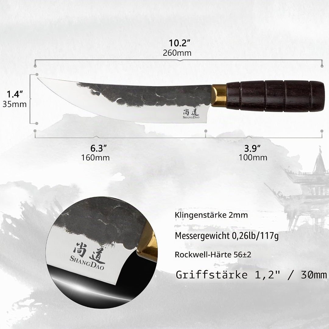 SHANGDAO Kochmesser, schwarzes geschmiedetes Küchenmesser mit Klinge aus hochelastischem Edelstahl,