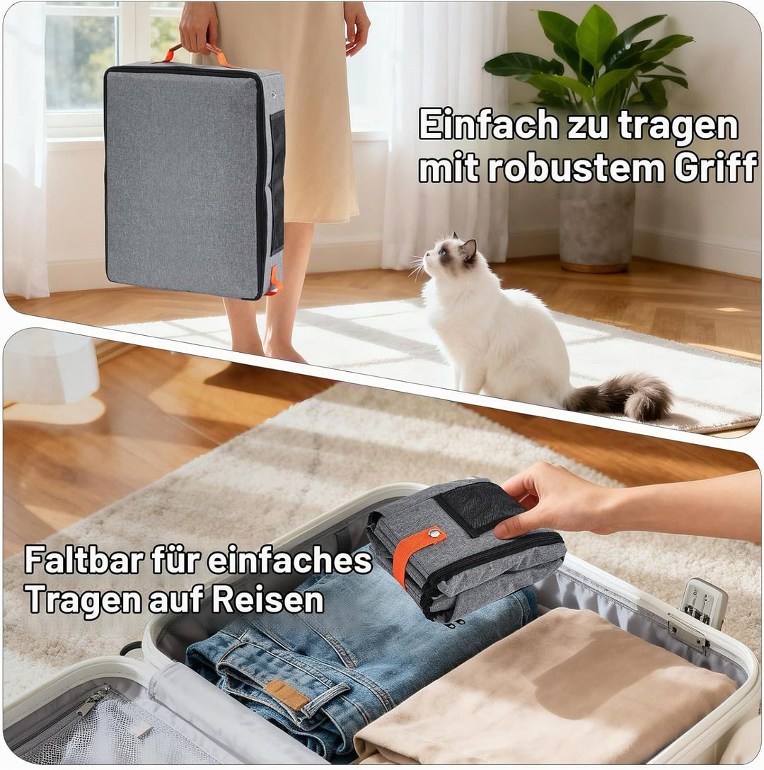 Uross Tragebare Katzentoilette mit Reissverschluss-Deckel + 1*Schaufel + 1*Schale + 1*Kackbeutel, Le