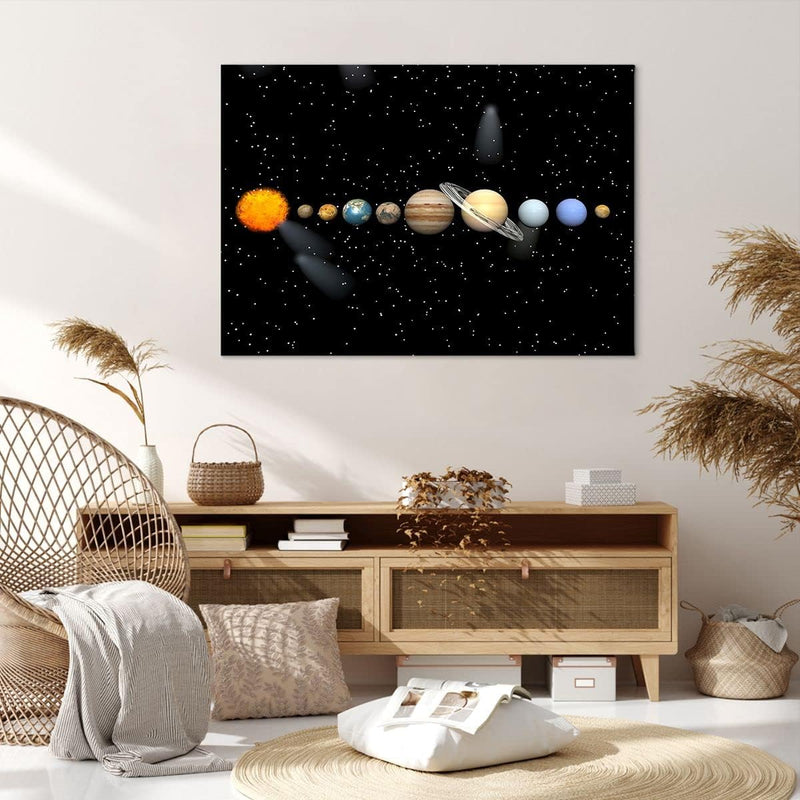 Bilder auf Leinwand 100x70cm Leinwandbild Universum Galaxie Planeten Sterne Gross Wanddeko Bild Schl