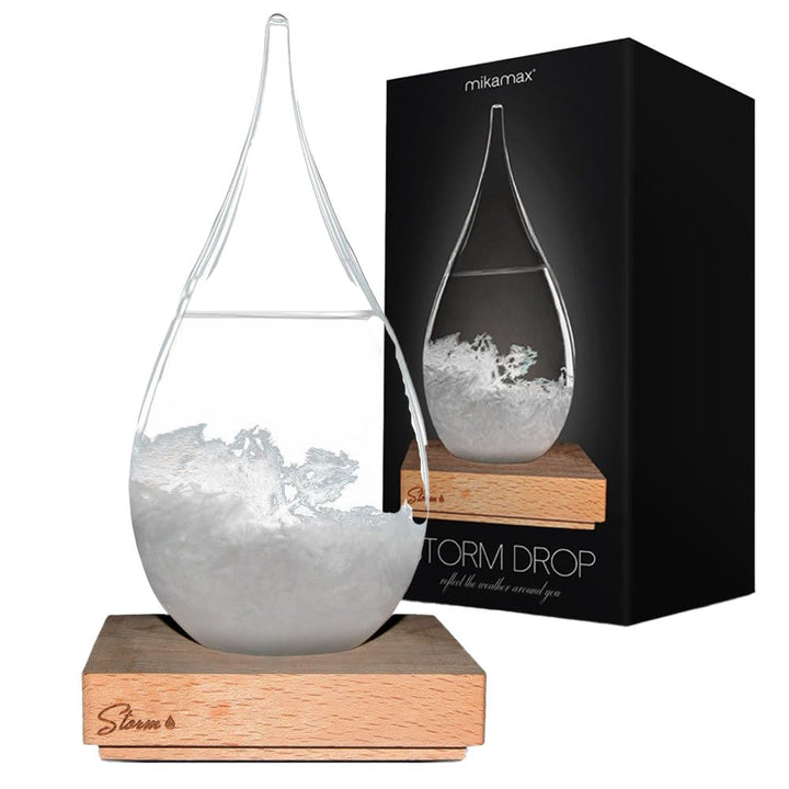 mikamax - Sturmglas - Large - 10 cm x 11 cm x 23 cm - Predicts das Wetter - Wetterstation - mit Stan
