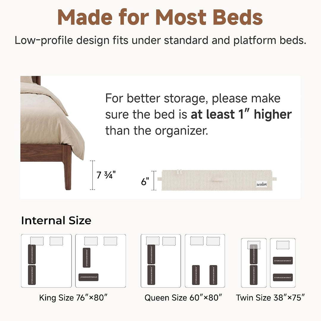 StorageWorks Unterbett Aufbewahrung, grosse Unterbett Aufbewahrungsbox mit Deckel, Unter bett Aufbew