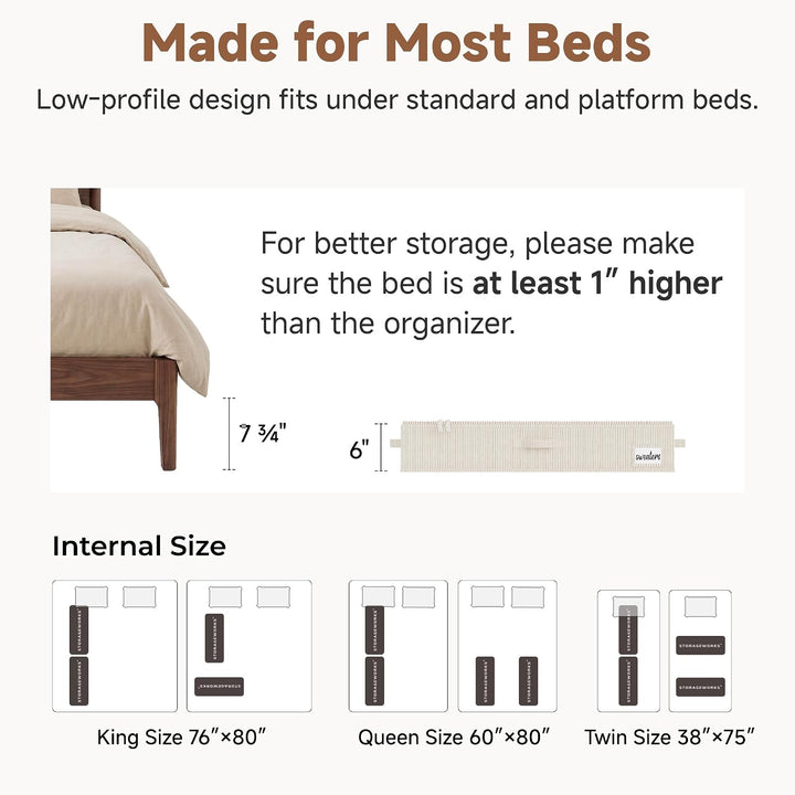 StorageWorks Unterbett Aufbewahrung, grosse Unterbett Aufbewahrungsbox mit Deckel, Unter bett Aufbew