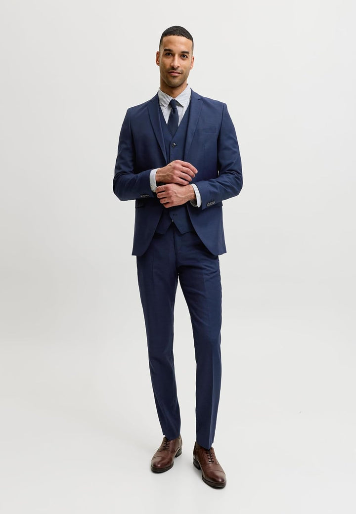 JACK & JONES Male Einreihiger Blazer und Hose JPRSOLARIS Slim Fit Anzug 42 Dark Navy/Fit:super Slim,