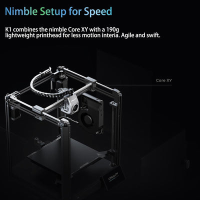 Creality 3D Drucker K1, 600mm/s Druckgeschwindigkeit, Doppel Lüfternkühlung, 2000mm/s² Beschleunigun
