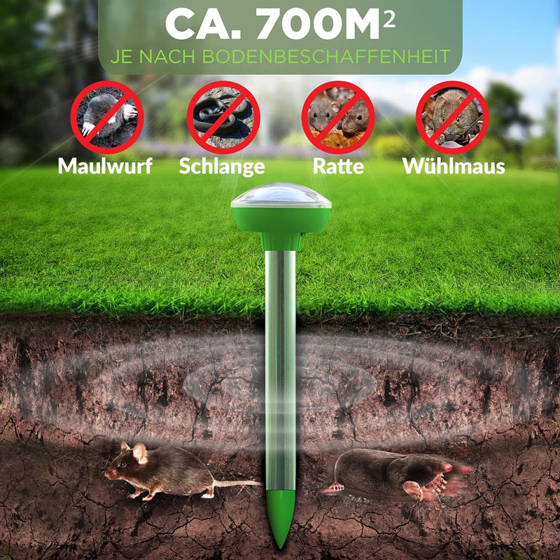 ISOTRONIC Solar Maulwurfschreck 6er Set Wühlmausfrei Wühlmausschreck Wühlmausvertreiber Wühltierfrei
