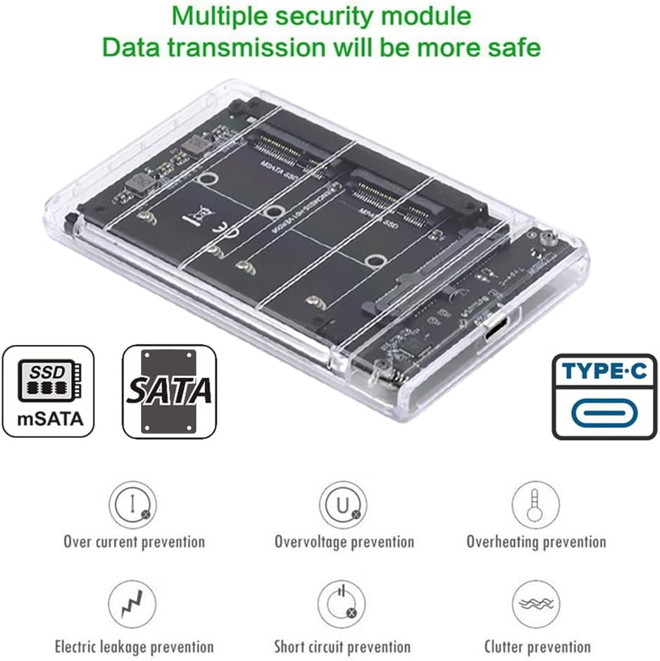 Xiwai Dual MSATA Mini-SATA SSD Karte JBOD Raid0 Span Bridge zu USB 3.0 Typ-C USB-C 2,5 Zoll SATA Com