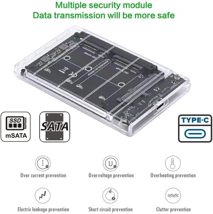 Xiwai Dual MSATA Mini-SATA SSD Karte JBOD Raid0 Span Bridge zu USB 3.0 Typ-C USB-C 2,5 Zoll SATA Com