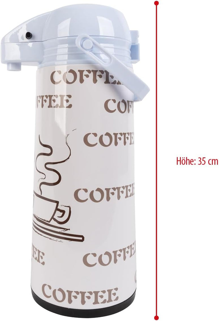 EUROHOME Airpot Pumpkanne 1,9L – Isolierkanne mit Pumpfunktion &amp; Glaseinsatz für langanhaltende Wärm