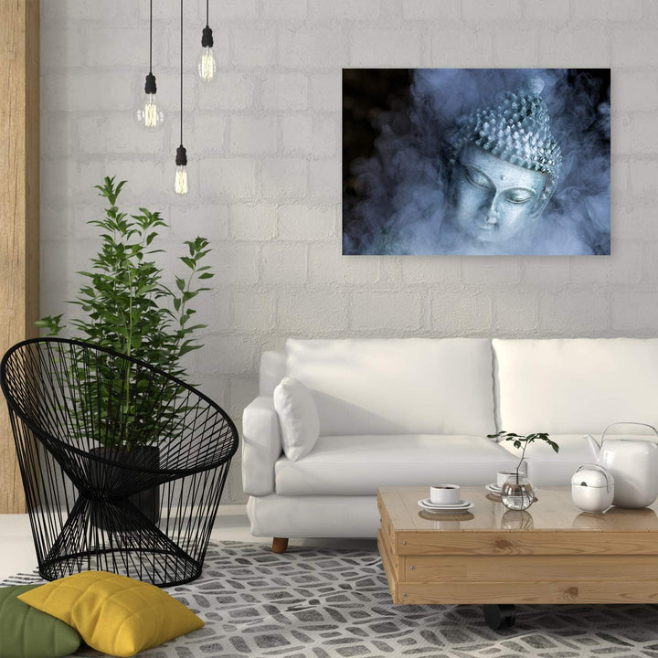 Feeby Bilder Buddha Nebel Spa XXL 120x80 cm 1 Teilig Wandbilder Kunstdruck Bild auf Leinwand Leinwan