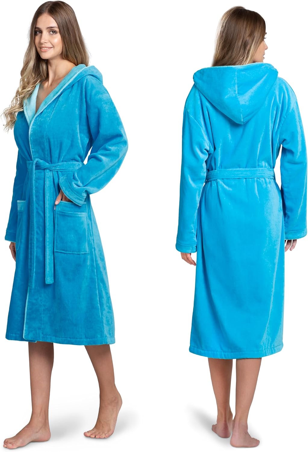 Twinzen Bademantel Damen Frottee - Baumwollsamt - Bademantel Damen Baumwolle Velours Bademantel Dame