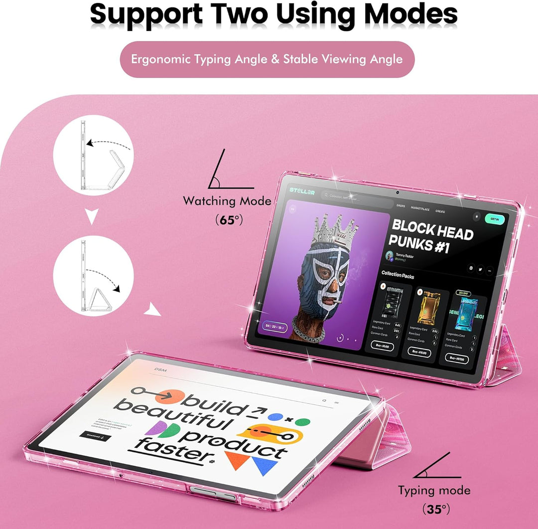 INFILAND Hülle für Samsung Galaxy Tab A11+/A9+11 Zoll (2023/2025),Glitzernde Schutzhülle mit funkeln