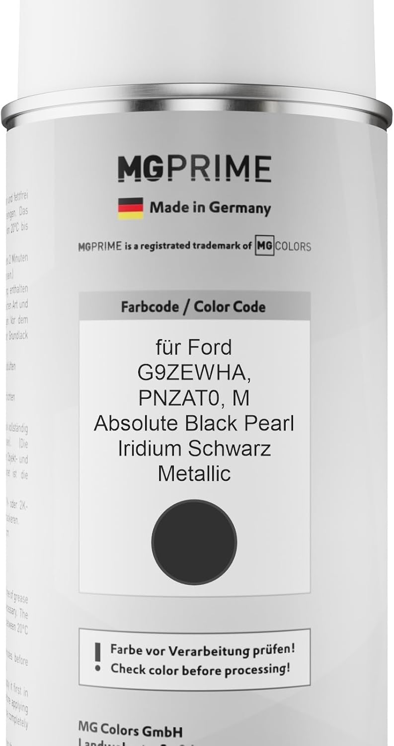 MG PRIME Autolack Sprühdosen Set für Ford G9ZEWHA / PNZAT0 / M Absolute Black Pearl/Iridium Schwarz