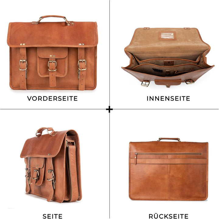 Berliner Bags Vintage Umhängetasche Berlin M aus Leder, Messenger Bag mit Laptopfach für Damen und H