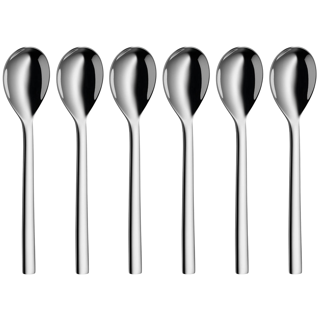 WMF Nuova Kaffeebecherlöffel Set 6-teilig, Kaffeelöffel gross 15,5 cm, Cromargan Edelstahl poliert,s
