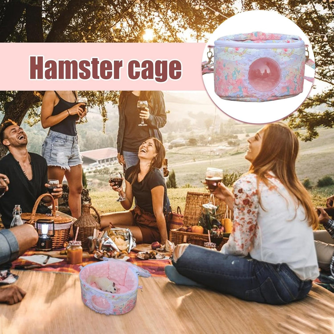 Hamster Transportbox, Tragbare Kleintier Transportbox Für Unterwegs, Verstellbarer Schultergurt Krat