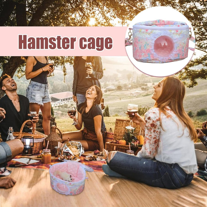 Hamster Transportbox, Tragbare Kleintier Transportbox Für Unterwegs, Verstellbarer Schultergurt Krat
