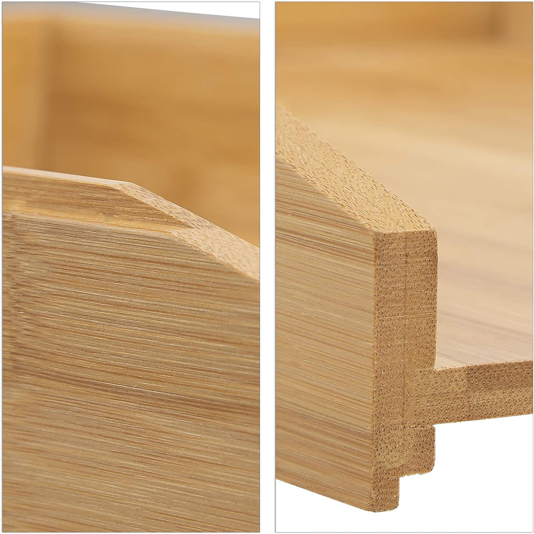 5 x Dokumentenablage, stapelbar, DIN A4 Papier, Büro, Schreibtisch, Briefablage aus Bambusholz, 6 x