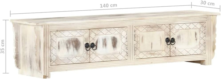 vidaXL Mangoholz Massiv TV Schrank mit 4 Türen Lowboard Fernsehtisch Fernsehschrank TV Möbel Board S