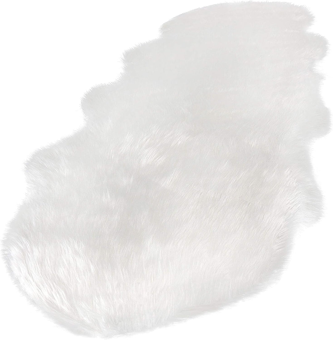 WOLTU Fellteppiche Schaffell, Kunstfell Lammfellimitat Teppich flauschig, 180 x 60cm Weiss, Longhair