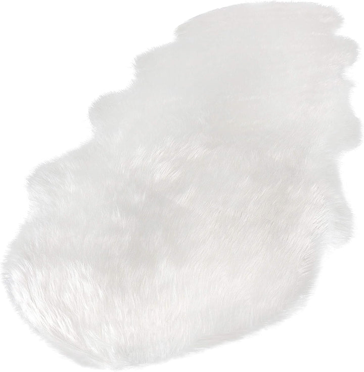 WOLTU Fellteppiche Schaffell, Kunstfell Lammfellimitat Teppich flauschig, 180 x 60cm Weiss, Longhair