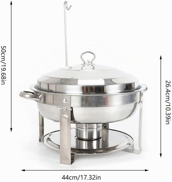 7.5L Rund Chafing Dish, Edelstahl Speisenwärmer, 360mm Durchmesser Innere Scheibe, Buffet-Set für Ca