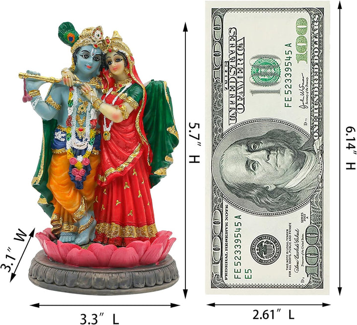 alikiki Indische Statue Radha Krishna – 14 cm H hinduistische Göttin Radha und Gott Krishna Skulptur