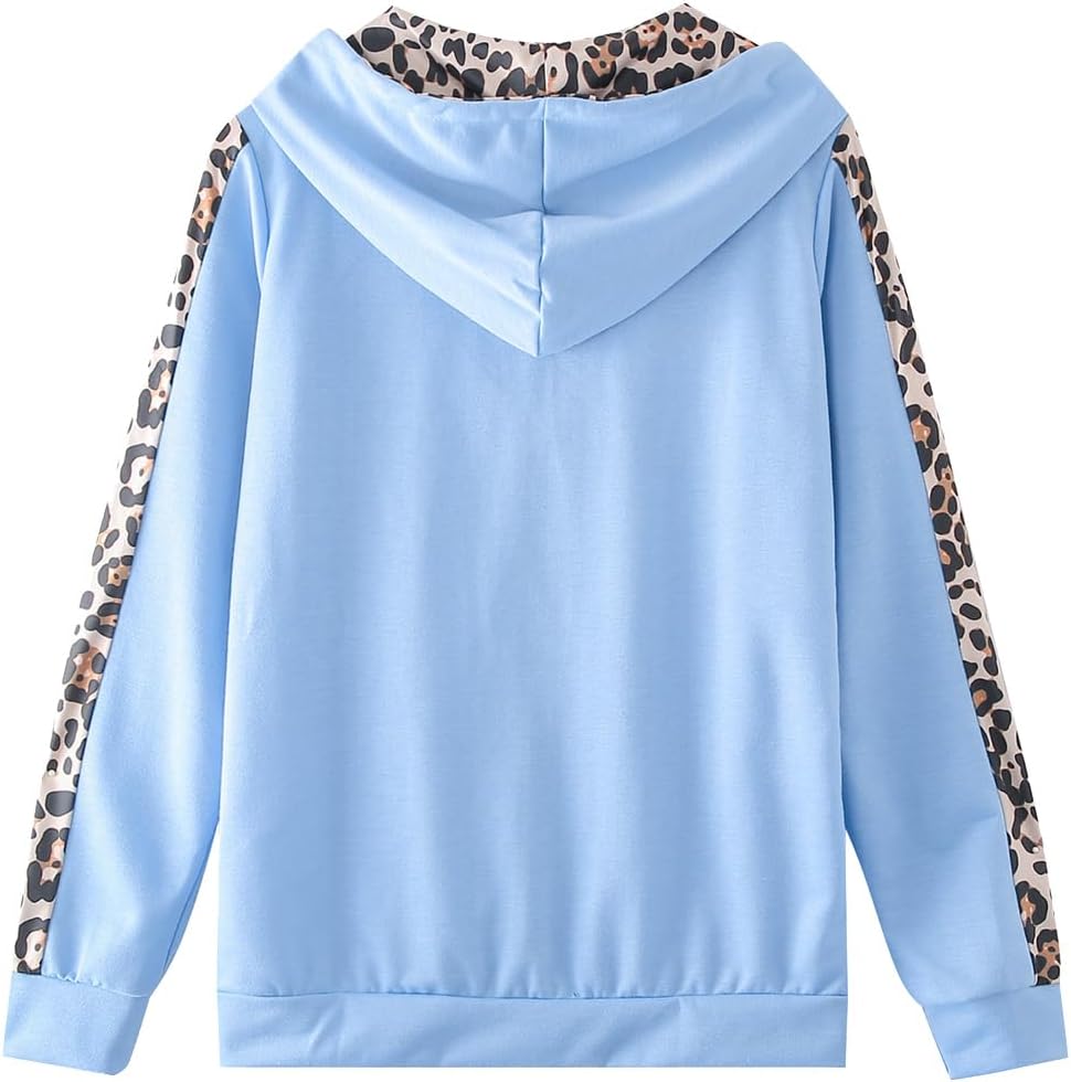 amropi Traingsanzug Damen Jogginganzug Leopard Kapuzenpullover Lange Ärmel Top + Hose Sportanzug 2 S