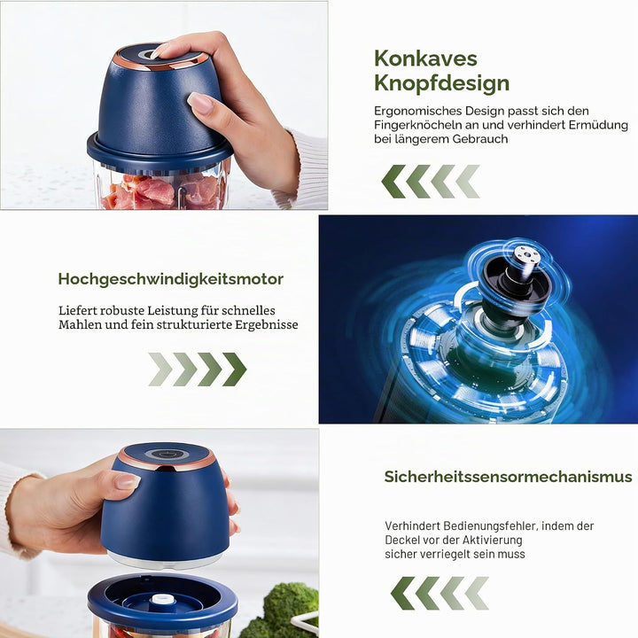 Zerkleinerer Elektrisch 350ml, Gemüsezerkleinerer Zwiebelschneider Elektrisch Multizerkleinerer, 304