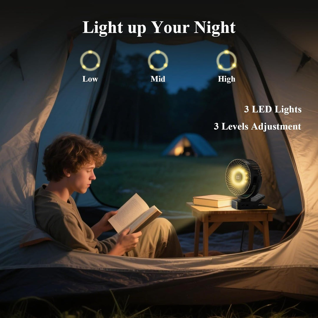 Minthouz USB Tischventilator leise mit 12000mAh Ventilator Akku – Tragbarer Clip-Ventilator mit Fern