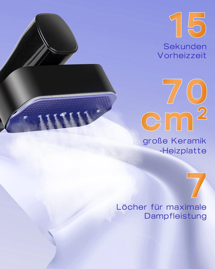 Steamer Dampfglätter 1200W, 2-in-1 Reisebügeleisen Mini mit 15S Schnellaufhezung, 700 g Leicht Tragb