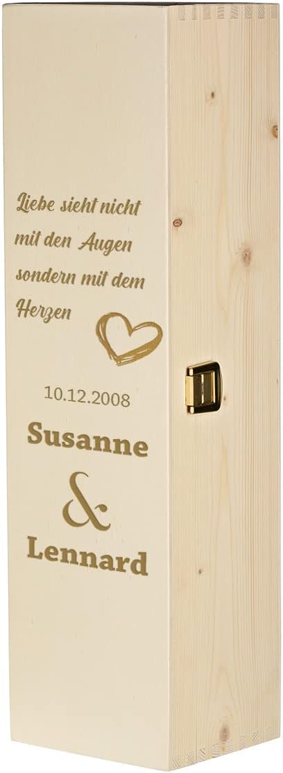 polar-effekt 2-TLG Geschenk Set mit personalisierter Wunschgravur - 1x 700 ml Weinflasche und 1x Hol