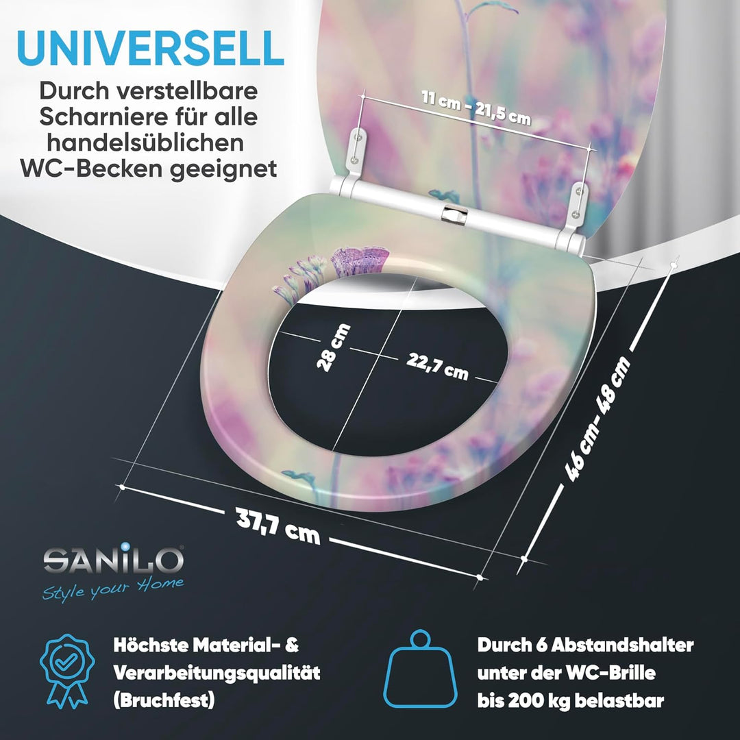 Sanilo WC Sitz mit Absenkautomatik & Schnellverschluss, Toilettendeckel per Knopfdruck abnehmbar, ei